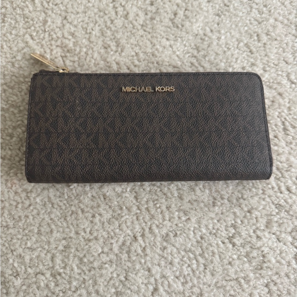 Michael Kors Dark Brown Wallet with Gold Accents